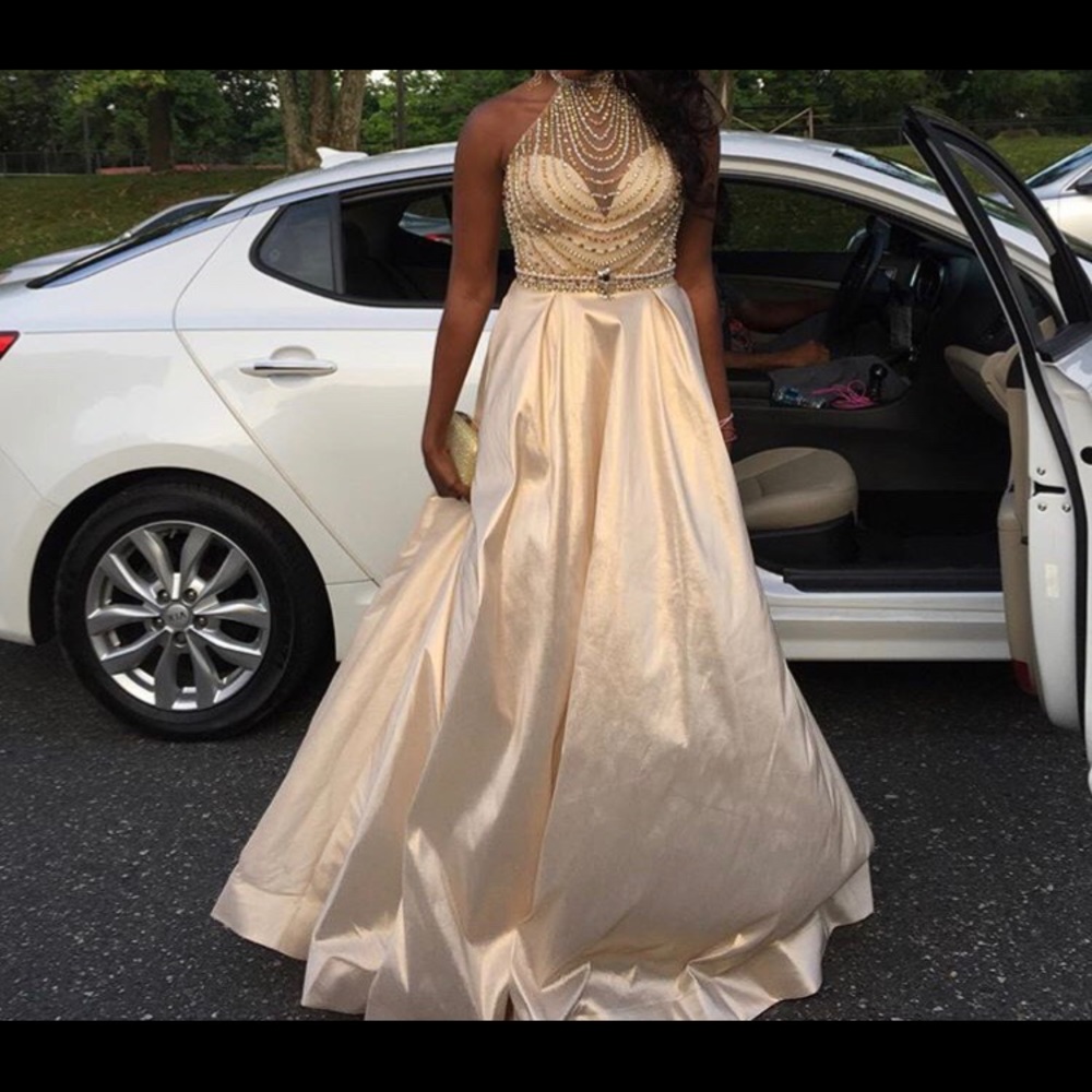 Sequin Halter Neck Prom Dress